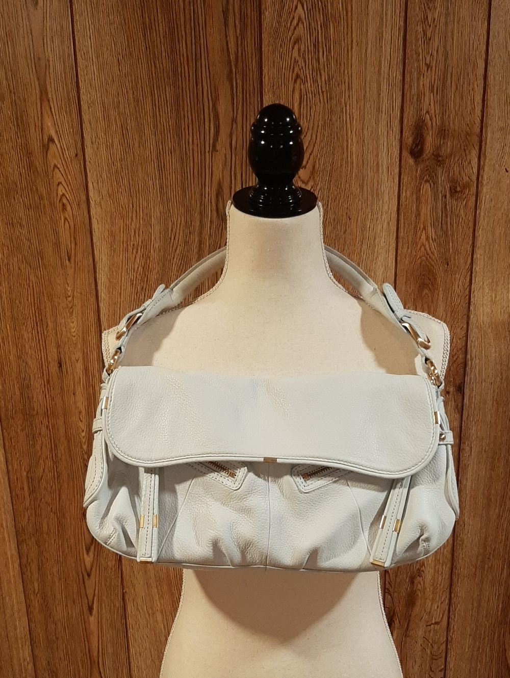 B. Makowsky White Magnetic-Closure Shoulder Bag